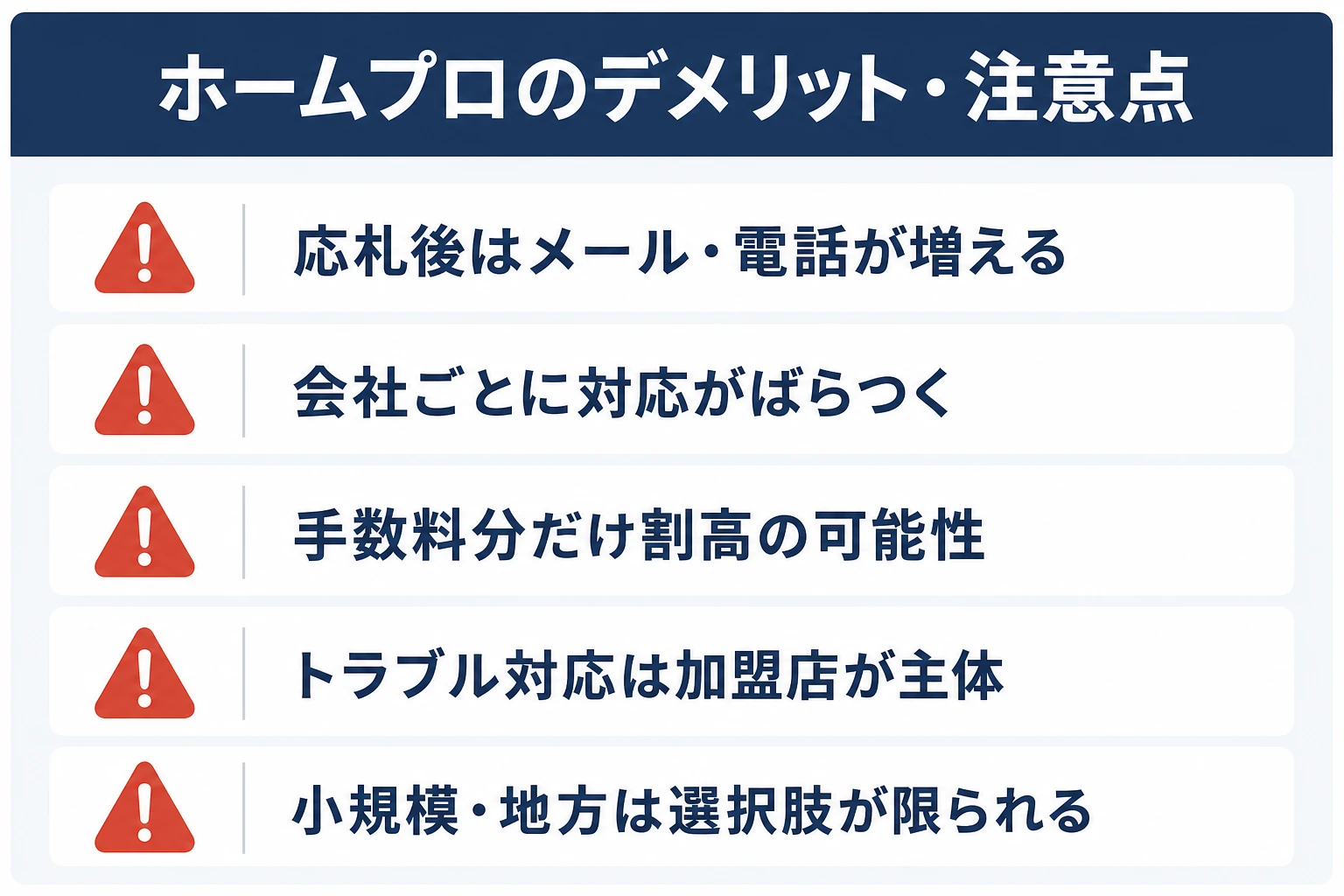 ホームプロのデメリット
