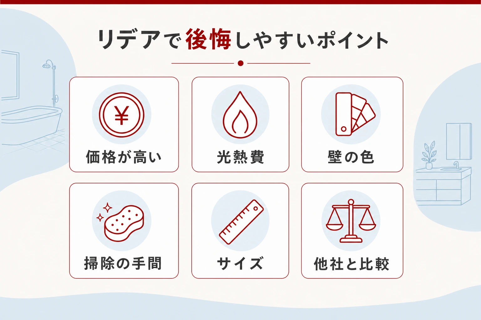 リデアで後悔しやすい価格・光熱費・壁の色・掃除・サイズ・比較などのポイント一覧