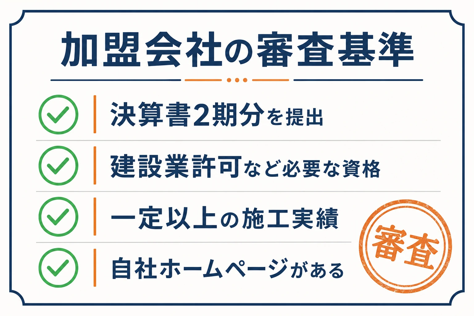 加盟会社の審査基準